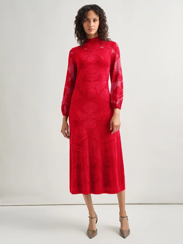 Limited Time Offer!A-Line Jacquard Knit Maxi Dress