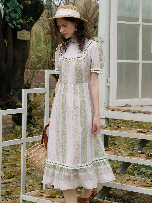 Limited-Time Price Drop!【Black Friday】Allie Mock Neck Trim Lace Floral Print Contrast Patchwork Dress Limited-Time Price Drop!【Black Friday】Allie Mock Neck Trim Lace Floral Print Contrast Patchwork Dress