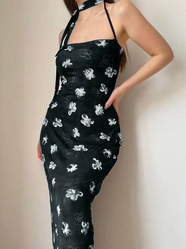Get the Best for Less!BerryBetty - Back Slit Velvet Halter Maxi Dress