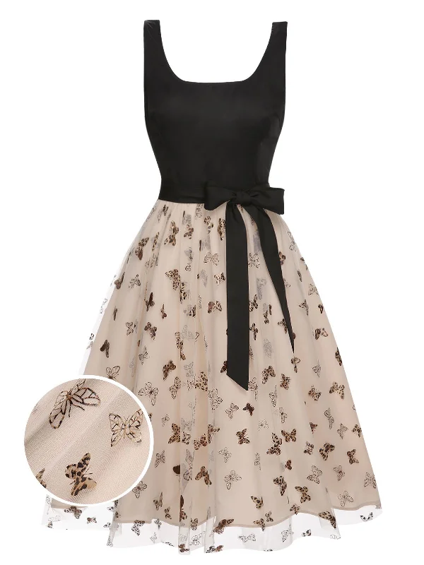 Snag the Best Prices Now!Beige 1950s Mesh Butterfly Strap Dress