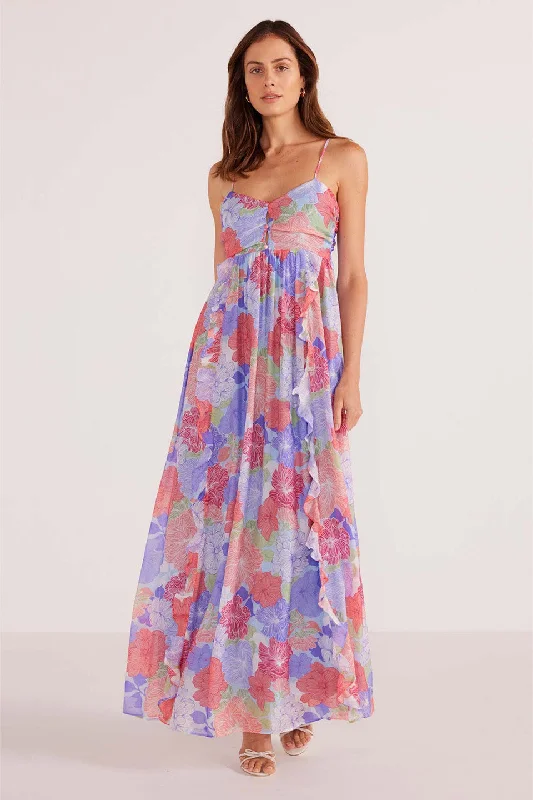 Huge Savings – Act Now!Belle Blue Spring Blooms Ruffle Maxi Dress