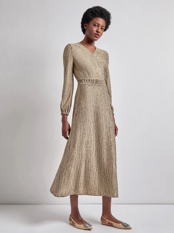 Huge Price Cuts Await!Bishop Sleeve Jacquard Knit Maxi Dress