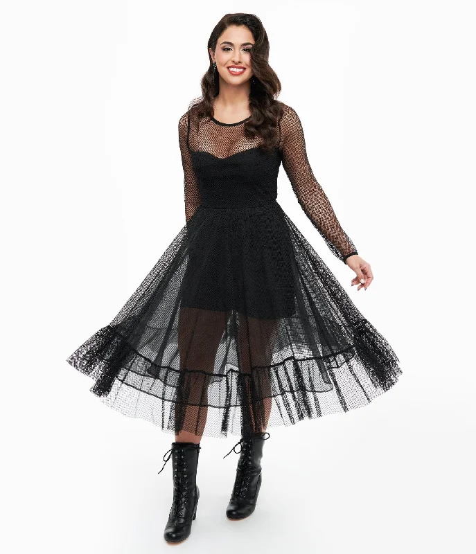 Don't Miss Out!Black Fishnet Ruffle Dress & Built-in Romper