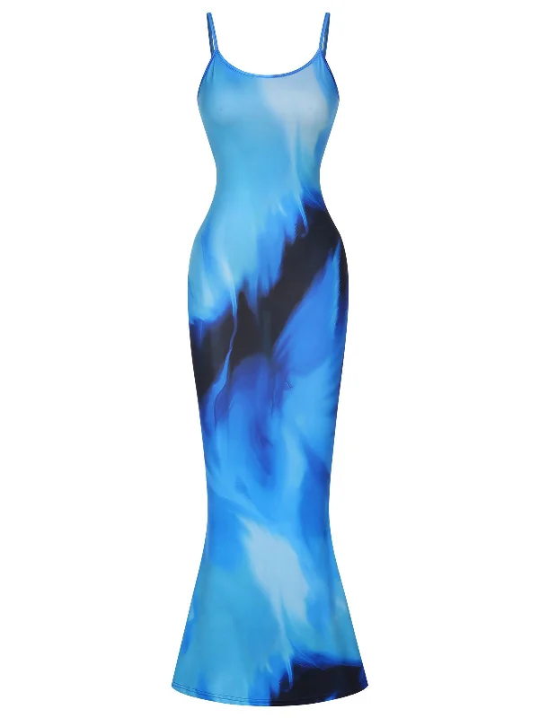 Steals and Deals Await!Blue 1930s Spaghetti Strap Gradient Dress