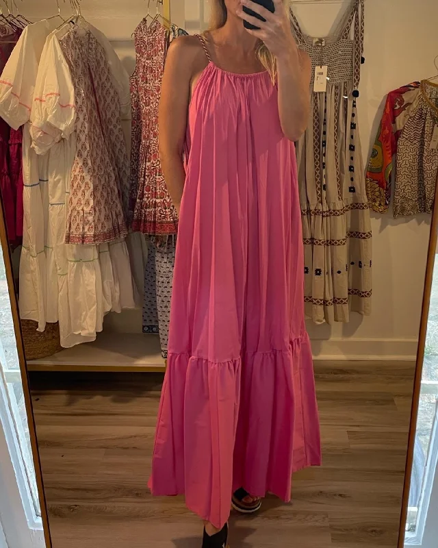 Only a Few Left – Order Now!Bright pink maxi with rope detail  on the shoulder