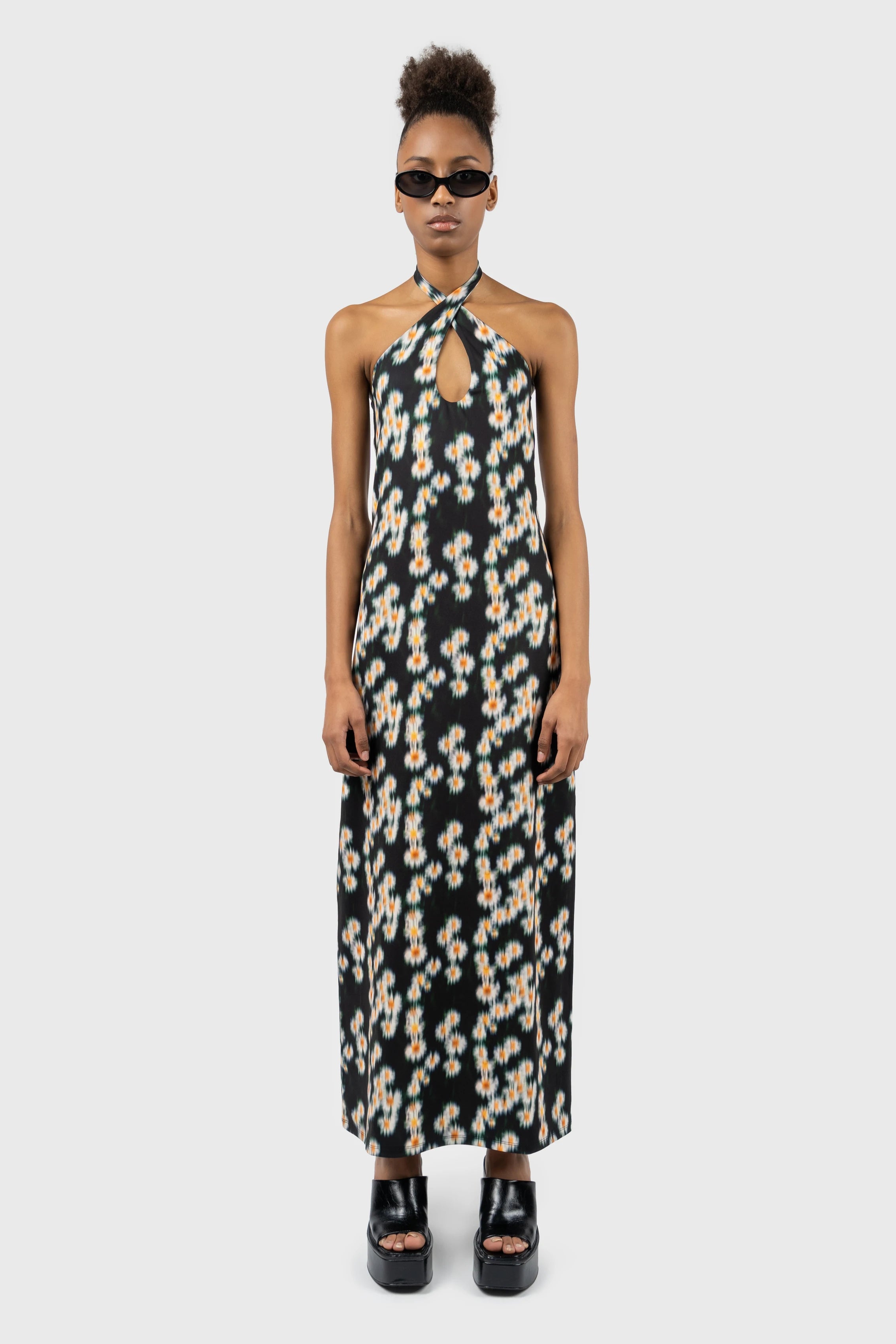 Great Deals, Just for You!Cross Halterneck Jersey Column Maxi Dress