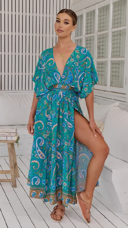 Enjoy Huge Discounts Now!Fields Maxi Dress - Green Print