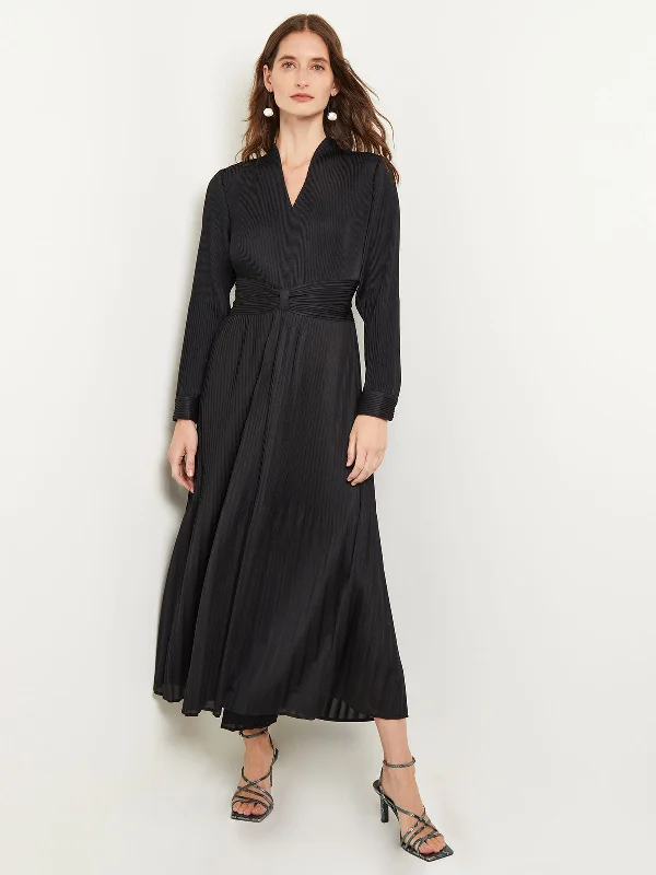 Buy One, Get One Free!Fit-and-Flare Pleated Woven Maxi Dress