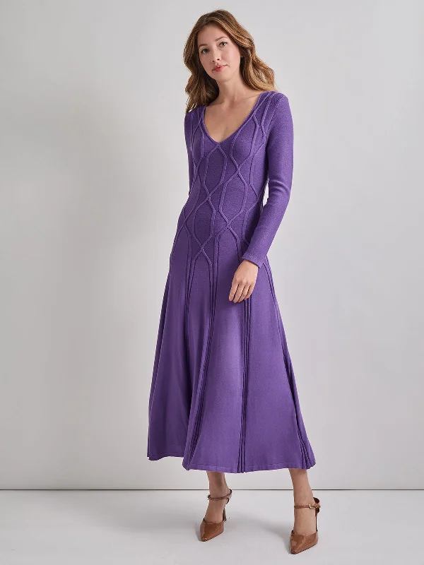 Unbeatable Prices!Fit-and-Flare Raised Geometric Recycled Knit Maxi Dress