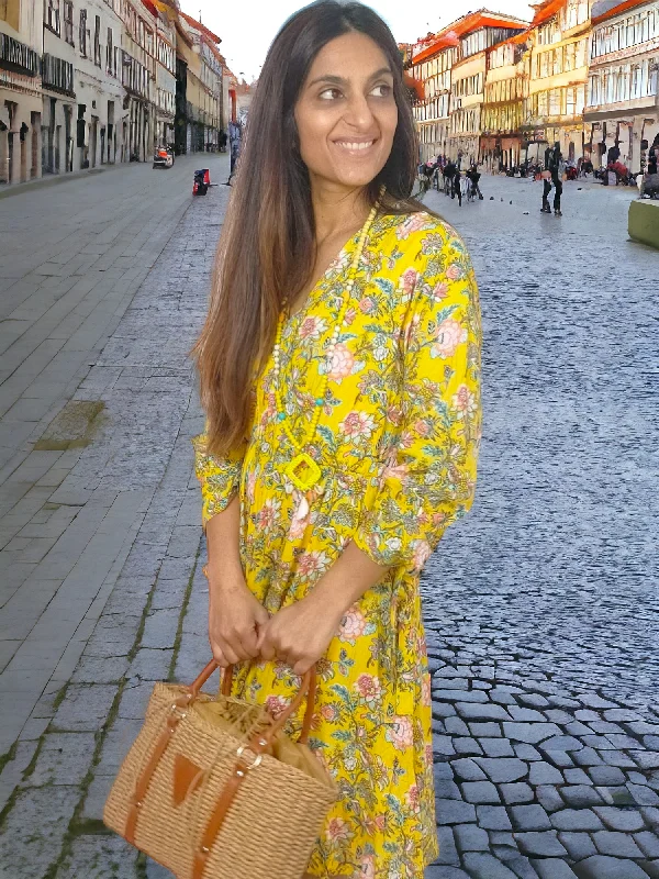 Everything Must Go!Floral Dress Yellow