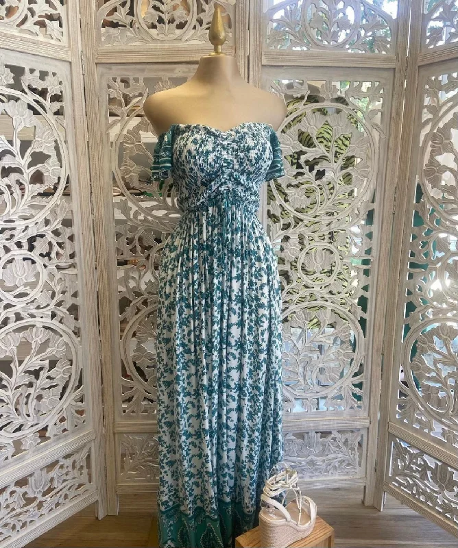 Don't Miss Out!Green and White Floral Maxi Dress