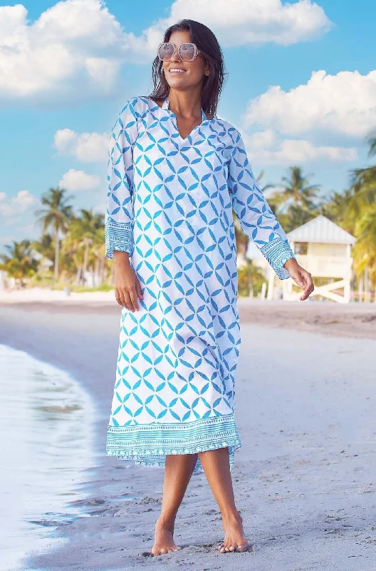 Unbeatable Prices!Guadalupe Maxi Tunic | Shibori White/Blue