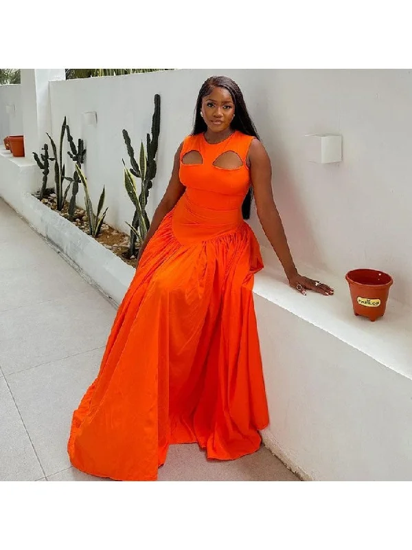 Unbeatable Prices!Hollow Out High Rise Fitted Sleeveless Dresses