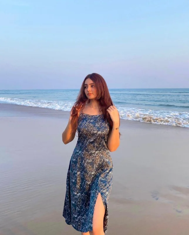 Don't Miss Out!INDIE-Satin Dress (Cobalt)