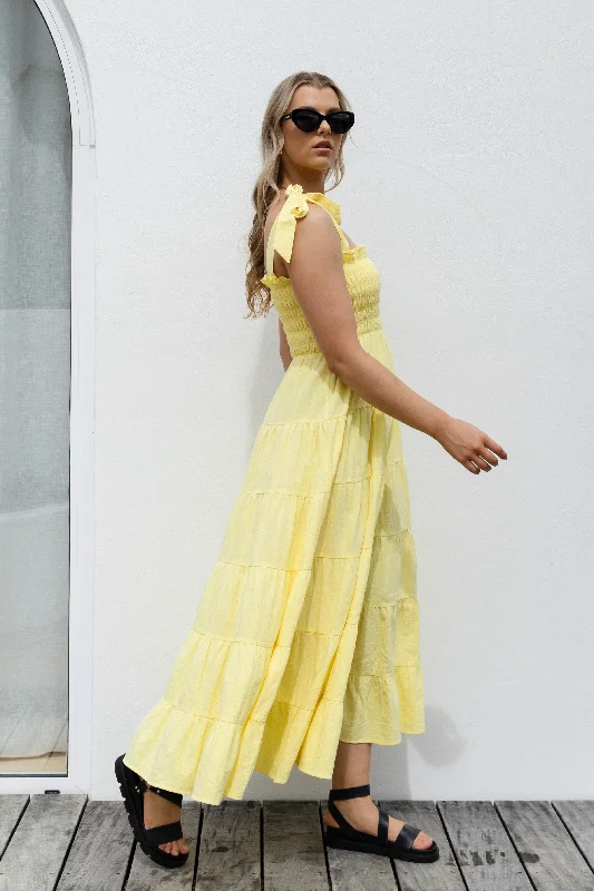 Your Best Deals Are Here!Isabella Buttercup Strappy Tiered Maxi Dress