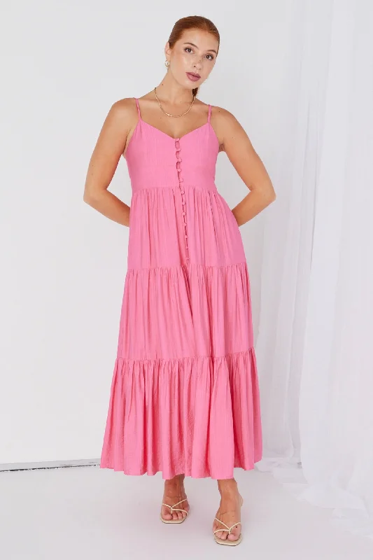 Buy One, Get One Free!Lilibet Coral Strappy Button Front Maxi Dress