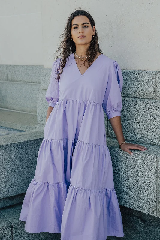 Must-Have Deals Inside!Clarity Lilac Puff Sleeve Tiered Maxi Dress