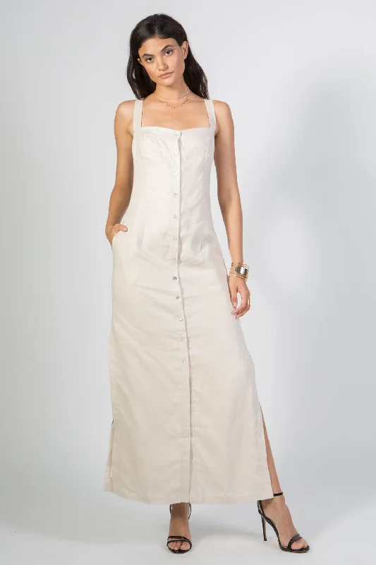 The Sale You’ve Been Waiting For!Linen Maxi Dress - Button Down