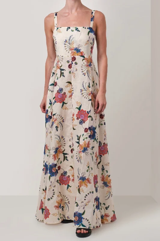 Exclusive Deals Just for You!Milan Cream Wildflower Strappy Maxi Dress