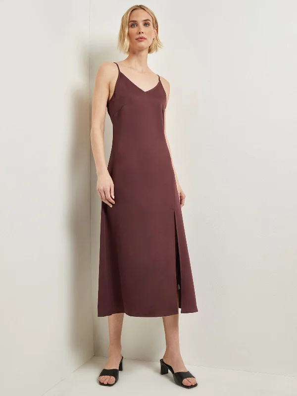 Score Huge Discounts Today!Modern Fit A-Line Crepe de Chine Slip Maxi Dress