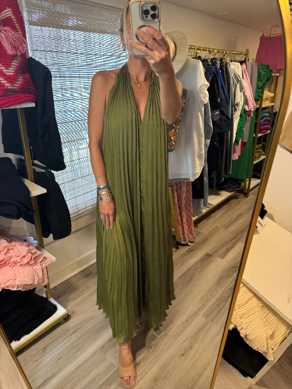 Hot Deals You Can’t Resist!Olive Pleated Maxi Dress