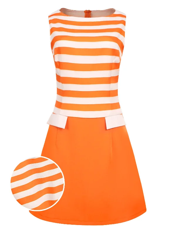 Shop Today, Save Tomorrow!Orange 1960s Drop Waist Stripe Dress