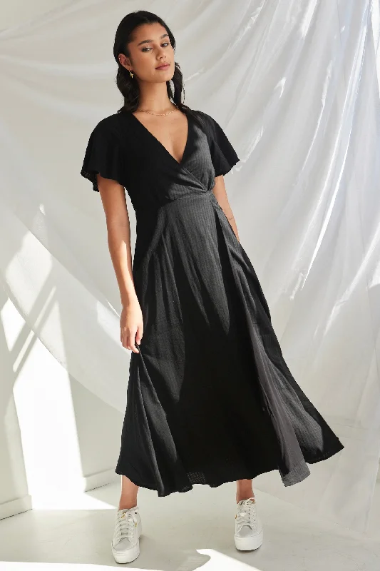 Shop More, Spend Less!Resonance Black Ss Wrap Maxi Dress