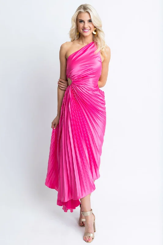 Massive Price Cuts!Satin One Shoulder Maxi Dress