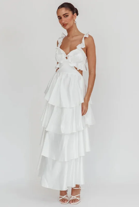Crazy Discounts Inside!Satin Ruffle Maxi Dress