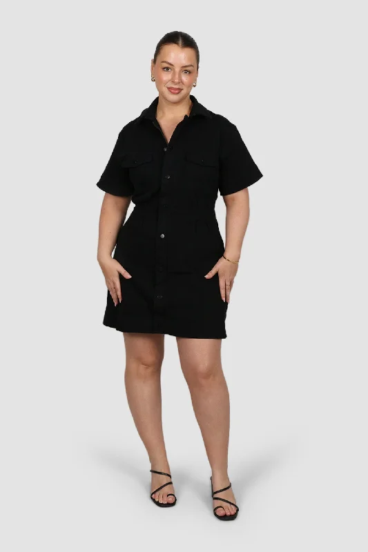 Don't Miss Out!SAVEIRA DENIM DRESS BLACKOUT