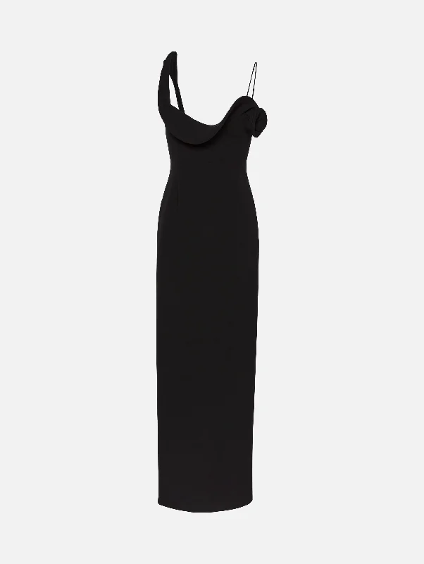 Your Shopping Spree Starts Here!Sculptural Maxi Dress in Black
