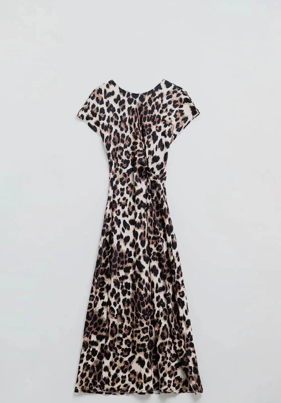 New Discounts Just Dropped!Short Sleeve Leopard Maxi Dress