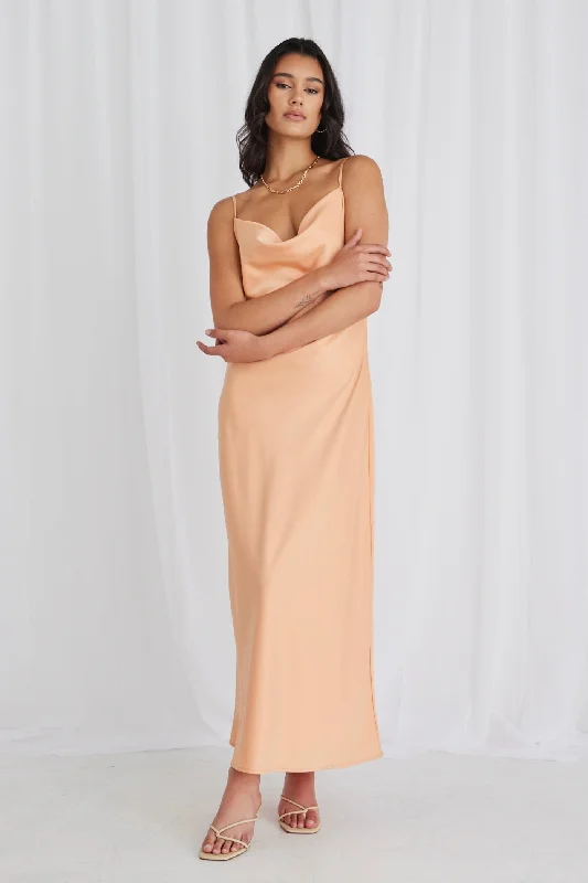 Your Dream Deal is Here!Sovereign Melon Satin Strappy Maxi Dress