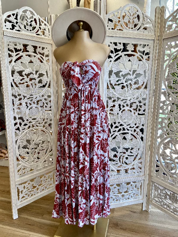 Limited Time Offer!Strapless Floral Maxi Dress