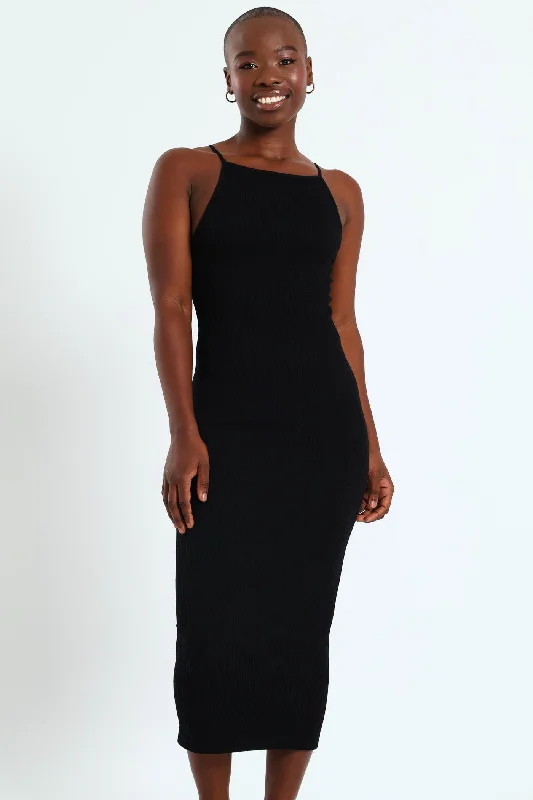 Find the Best Deals Here!Strappy Low Back Seamless Midaxi Dress - Black