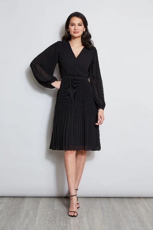 Only a Few Left – Order Now!Mock Wrap Pleated Dress