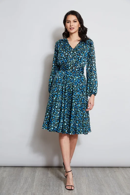 Hot Deals You Can’t Resist!Floral Long Sleeve Belted Dress