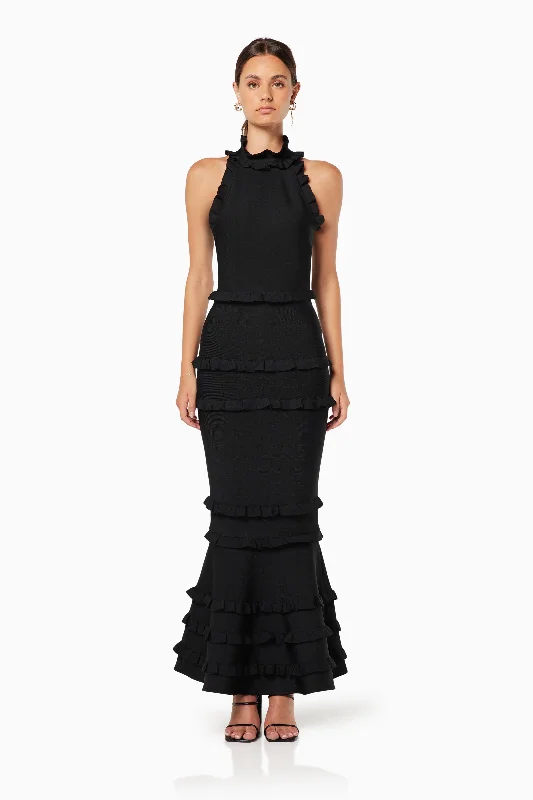 Save More When You Shop More!Theatrical Fitted Maxi Gown In Black