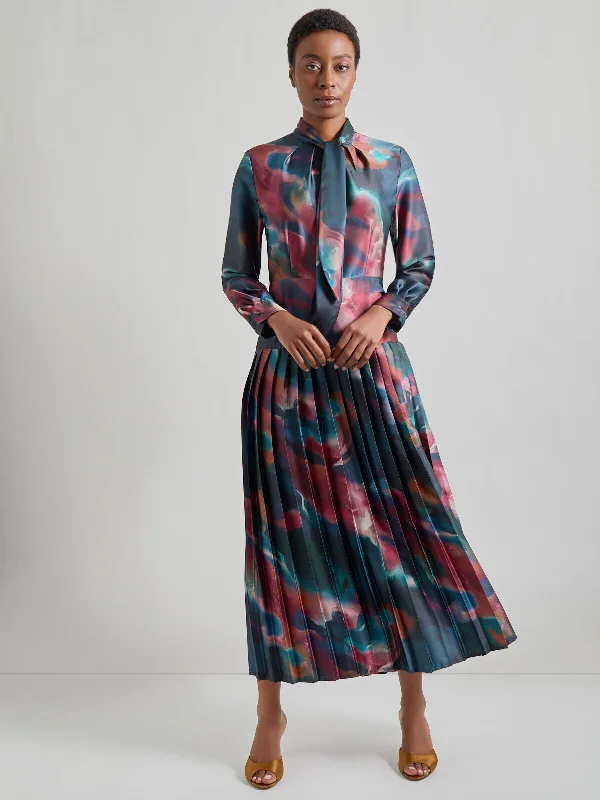 Only a Few Left – Order Now!Tie Neck Pleated A-Line Maxi Dress