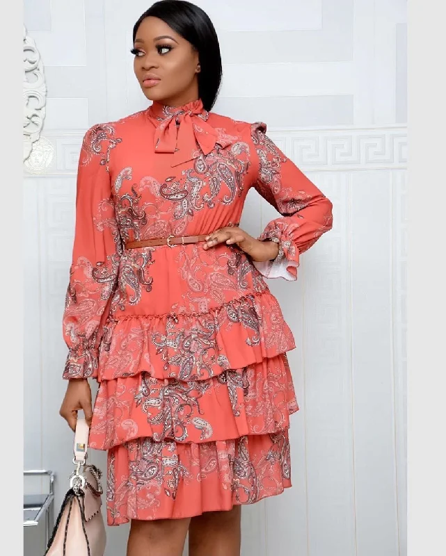 Shop More, Spend Less!Women's African Digital Printing High Waist Ol Dresses