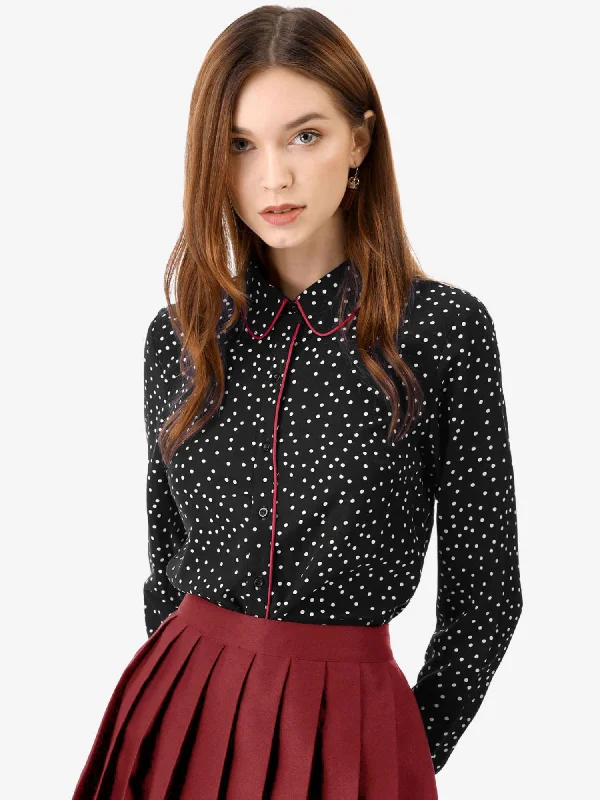 Bigger Savings, Better Shopping!Printed Long Sleeve Piped Button Down Office Shirt