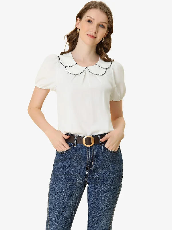 Your Discount is Waiting!Puff Sleeve Tops Peter Pan Collar Blouse