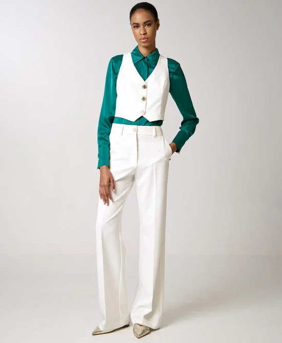 Find Your Perfect Deal Today!Access Fashion White Pants With Monogram Button