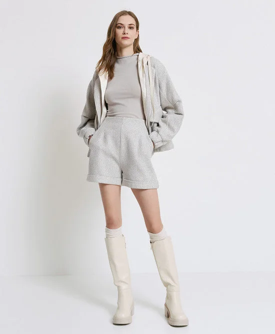 Limited Time Offer!Access Fashion Herringbone High Waist Shorts