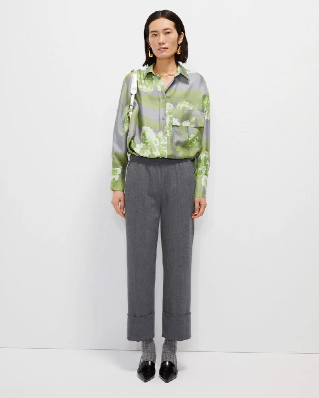 Best Price of the Season!Beatrice Grey Turn Up Fabric Krip Trousers