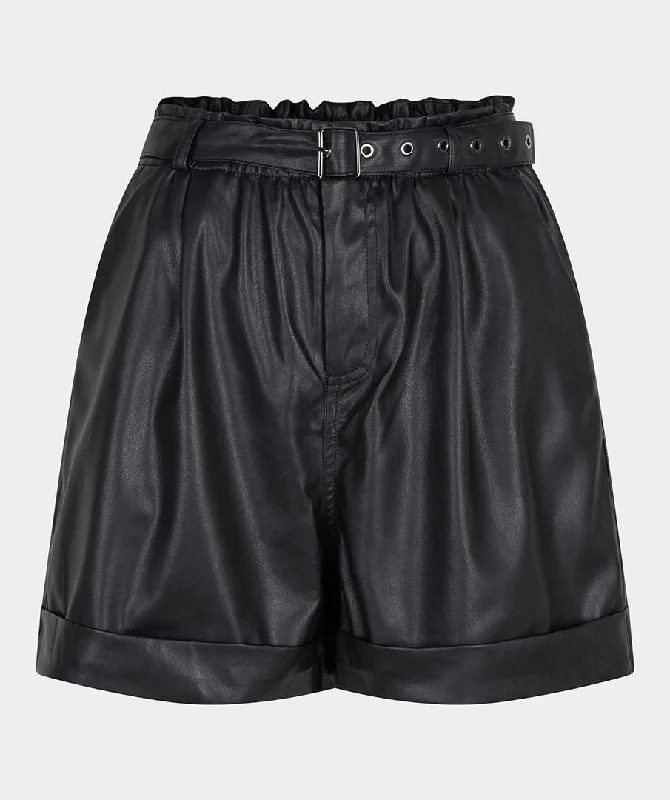 Get More for Less!Esqualo Black Shorts Vegan Leather