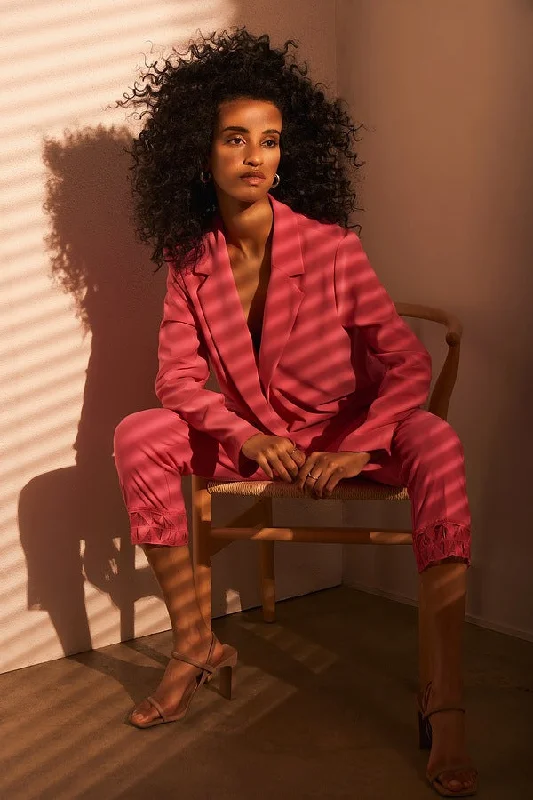 Your Favorite Items on Sale Now!Joseph Ribkoff Pink Detailed Hem Trousers