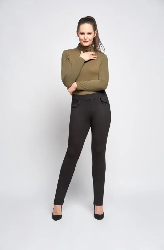 Get the Best for Less!Pinns Black Jean Style Trouser With Crystal & Velvet Rope Pocket Detail